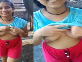Cute country girl reveals her breasts to her boyfriend