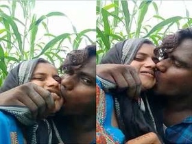 Desi couple shares a passionate kiss in the open air