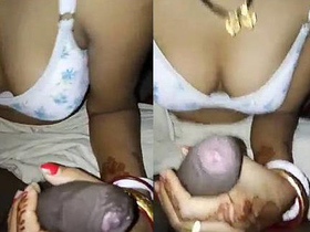 Freshly wed Indian spouse giving oral pleasure