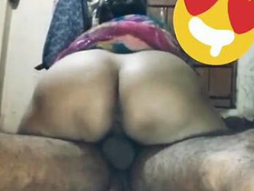 A wife with a large buttocks rides vigorously and makes loud noises during sex