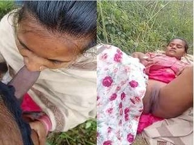 Desi couple enjoys outdoor blowjob in the backyard