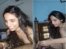 Desi Indian girl with a super hot look gives a mind-blowing blowjob