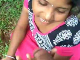 Watch a stunning Indian girl give a POV blowjob in the great outdoors