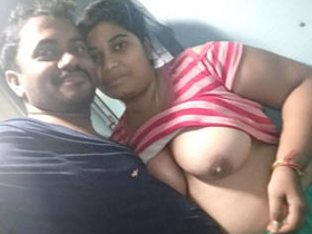 Indian couple flaunts their tits in video call
