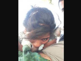 Desi babe gives a blowjob in the park