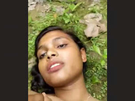 Cute girl moans in pleasure during outdoor sex