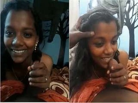 Tamil girl gives a shy blowjob to please her partner