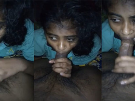 A Tamil girl gives her husband a blowjob in this video