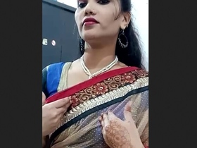 Indian wife reveals her moist vagina and pees