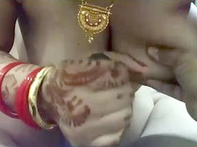 Indian wife pleasures her husband's penis after marriage