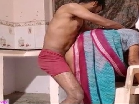 Indian wife gets fucked in the kitchen by her husband