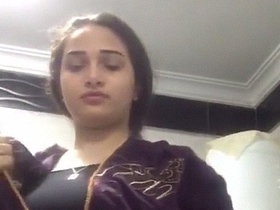 Nude Indian girl takes solo bathroom selfie of her big boobs