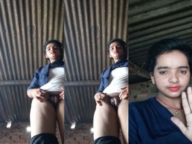 A video of a beautiful Indian woman from a rural area taking selfies