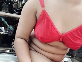 AKhi's beautiful vagina is on display in the restroom