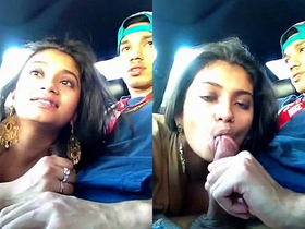 NRI babe gives her boyfriend a blowjob in the car during lunch break