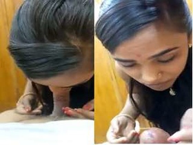 Indian girl gives a hot blowjob in part one of the video