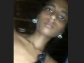 Young woman communicates and moans while riding