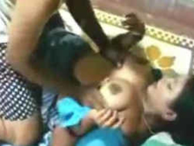 Desi woman's big breasts get sucked and pressed hard