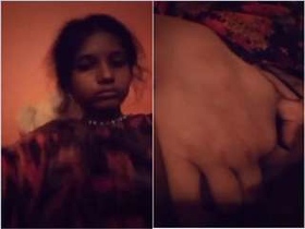 Indian girl with big boobs pleasures herself in part 2 of video