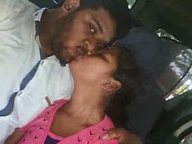 Desi couple's car blowjob and kissing session