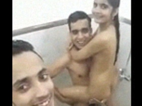 Indian twins have a threesome in bathroom