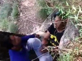 Young Indian lovers caught having sex outdoors and flee in panic