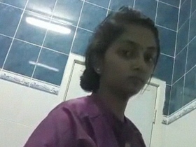 Tamil Nadu nurse flashes her boobs and pussy in a public bathroom