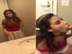 Tamil girl's bathroom sex video featuring beautiful blowjob and fuck