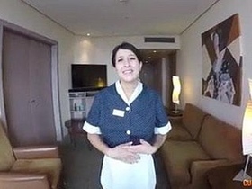Sensual maid cleans up and gets dirty in hotel room