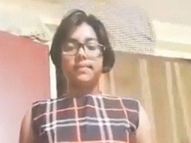 A bengali girl strips down to play with her body in a nude selfie video
