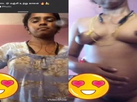 Tamil sex scandal: A naughty wife shows off her sexy breasts in a video