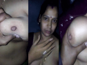 Mature aunty's big boobs get some attention from her neighbor