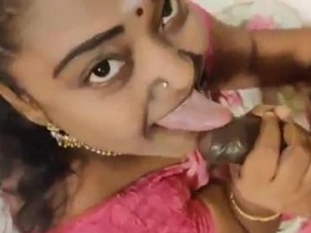 Married woman pleases her partner with a sensual oral sex session in a hotel