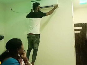 Indian wife's cheating on her husband with a technician in hot sex video!