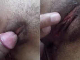 Indian couple enjoys intimate foreplay in bedroom