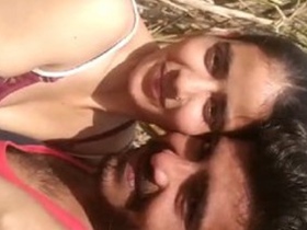 Outdoor romance with a beautiful girl in a village setting