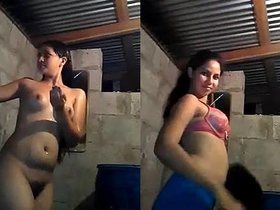 Cute Indian girl gets naked in the bath