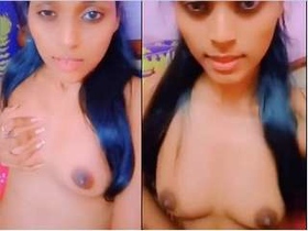 Exclusive amateur video of a cute Indian girl with small boobs and pussy