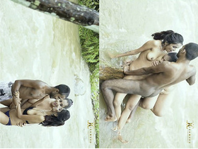 Exclusive series of Indian girl's threesome sex in river