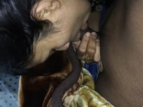 Indian girl's first time giving a blowjob