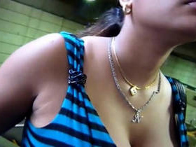 Desi voyeur punishes auntie's breasts in Pune escalator video