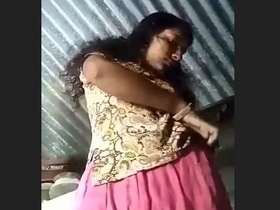 Indian woman from village displays her breasts and vagina