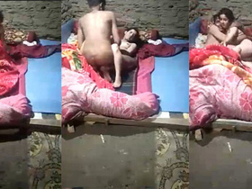 First-time village couple in homemade video gets naughty