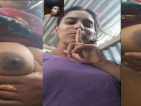 Desi girl with big boobs gets naughty on video call