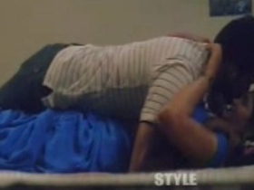Elderly auntd in blue saree engages in explicit behavior on film