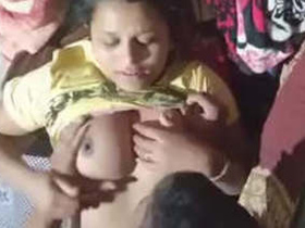 Desi couple enjoys passionate sex with boobs pressing