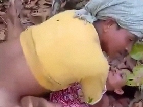 Outdoor sex video of a shy couple in the jungle