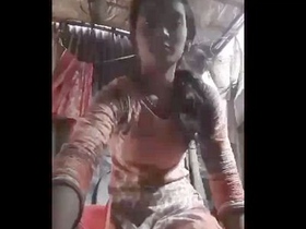 Indian village woman stimulates herself with her fingers