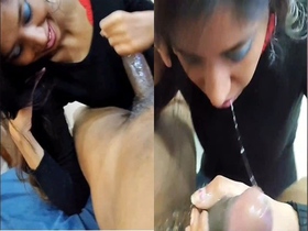 Sri Lankan escort gives a blowjob to her client