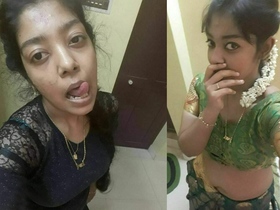 A beautiful Indian woman with a thirsty face satisfies her sexual desires